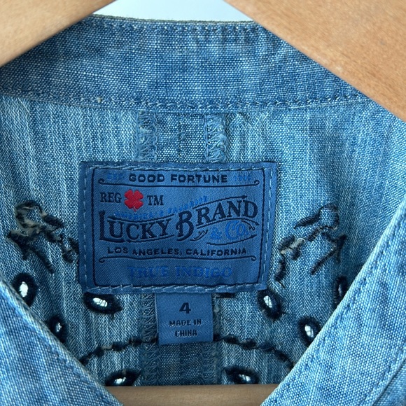 Lucky Brand Eyelet Chambray Snap Front Blouse - Picture 3 of 5